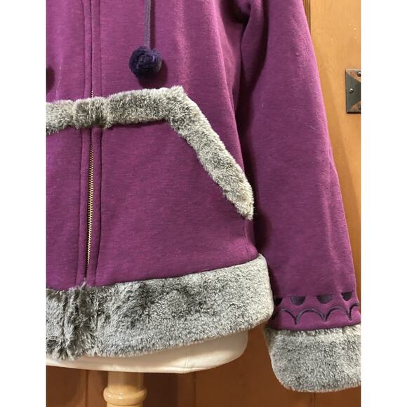Disney Frozen Broadway Musical Jacket Fur Hoodie Sz XL Purple Embroidered - Picture 4 of 12
